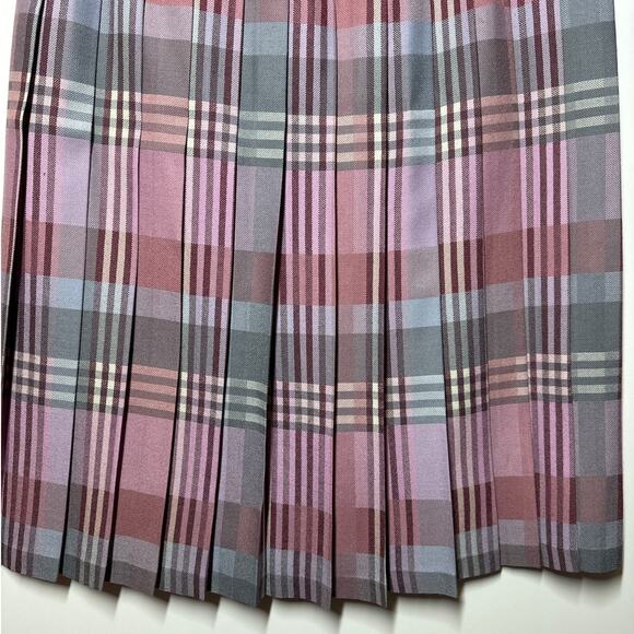 Edinburgh Woolen Mill Vintage Wool Pleated Skirt Pink Plaid 14 Preppy Academia - Picture 7 of 9